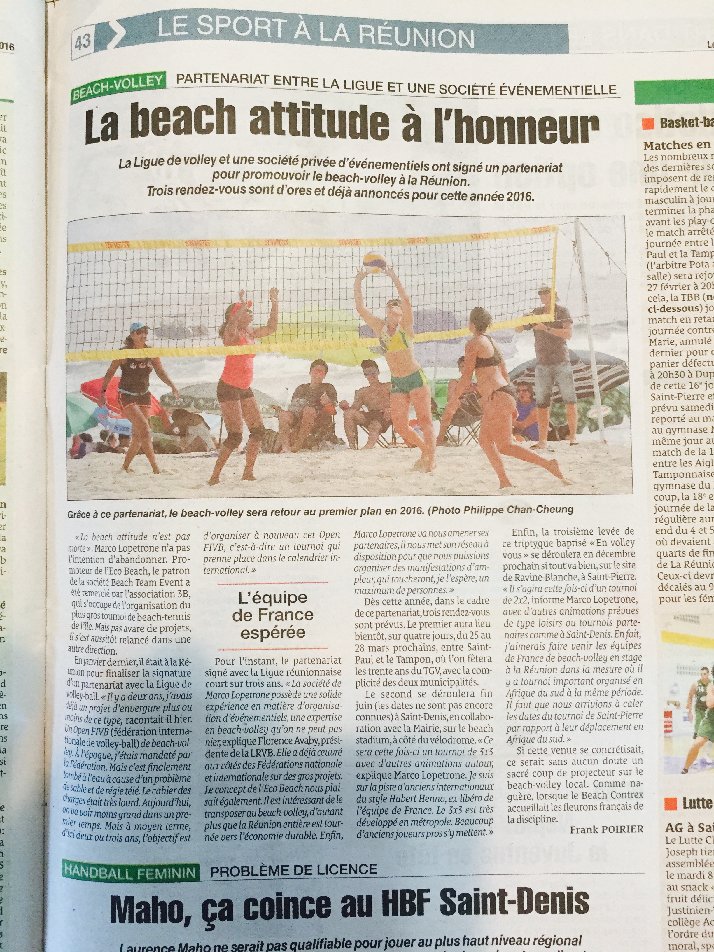 Partenariat avec la Ligue de Volley-Ball de la Réunion
